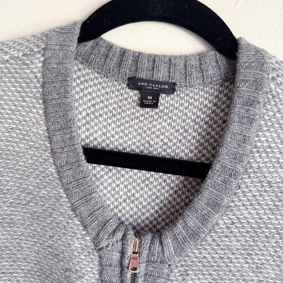 Ann Taylor Grey Merino Wool Blend Full Zip Style Jacket - Medium - Picture 3 of 7